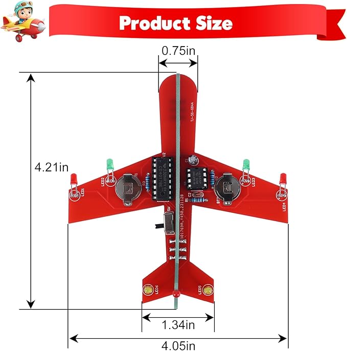 Icstation Learning Soldering DIY Airplane Kit for Beginners, 3 Color LED Flashing Lights Airplane Soldering Project Kit for High School Student Back to School Soldering Practice STEM Education