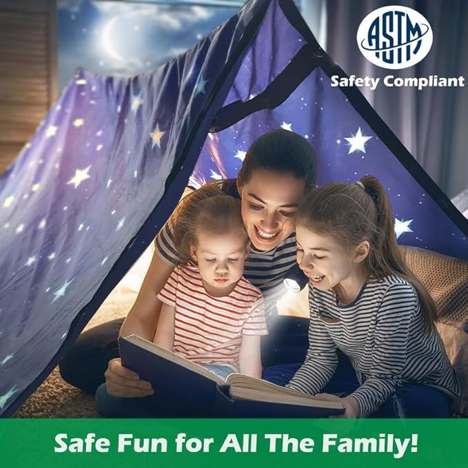 Molcey Blanket Fort Building Kit for Kids 4-8 8-12+ - Make a Portable Playhouse, Play Tent. Build a Fort Making Kit/Builder Blankets - Ultimate Indoor/Outdoor Play for Girls/Boys Toys Age 3-12