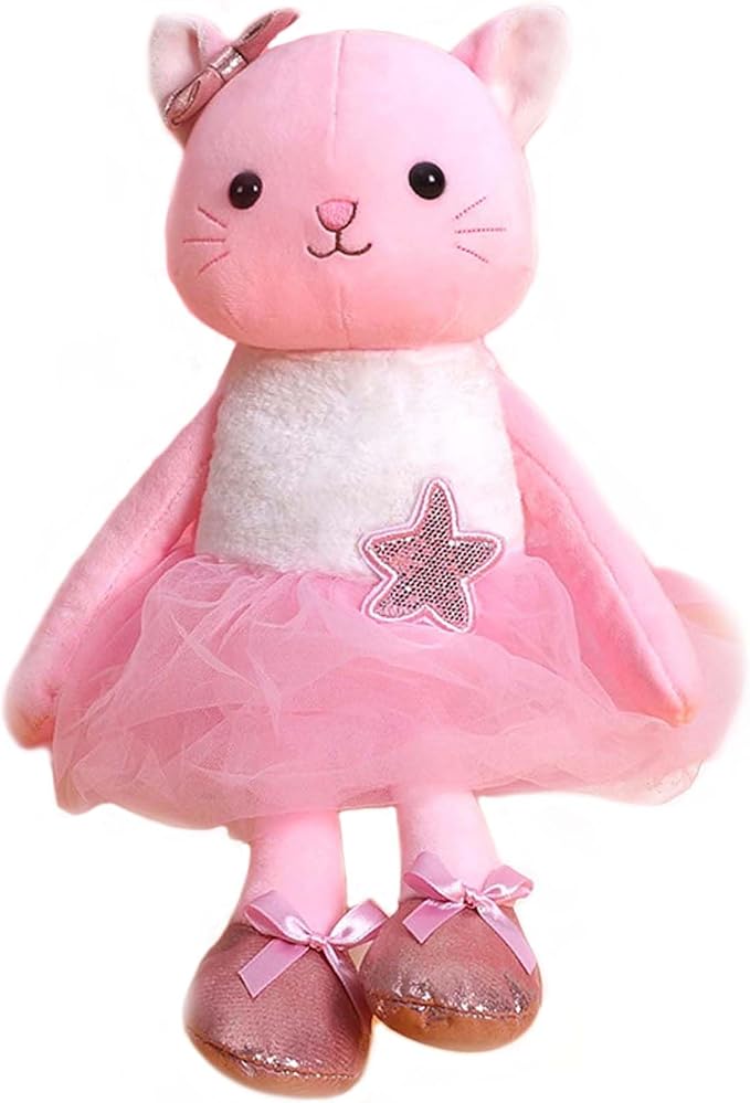 Plush Ballerina Dolls Kitten Cat Stuffed Animals Toys Ballet Dance Recital Gifts for Girls 15.5 Inches (Pink)