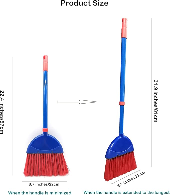 Small Broom-Indoor or Outdoor Portable Broom with Adjustable Handle, Cleaning Little Helper for Housekeeping,Office,Working Desk,Pet Nest