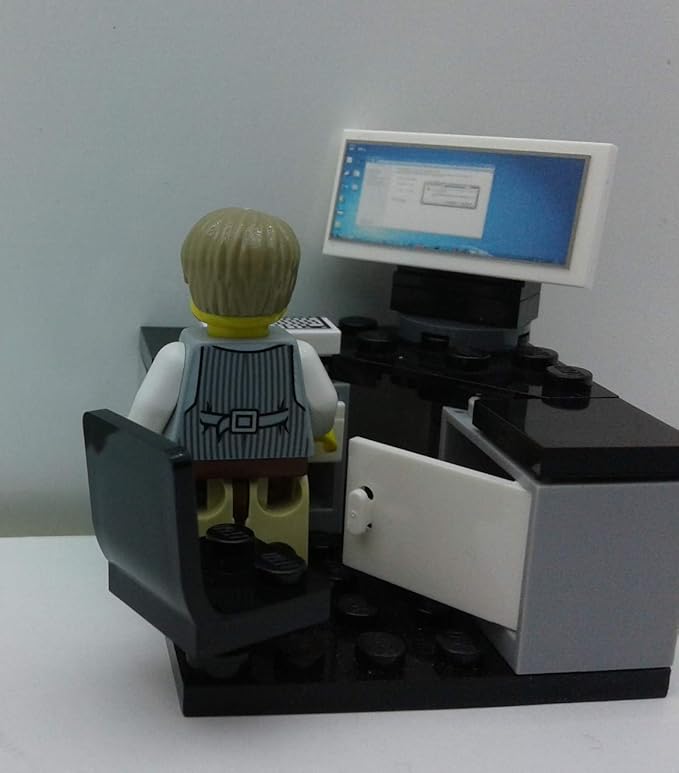 Custom Toys & Hobbies INC Building Bricks Businessman Lawyer Office Setup- Premium Quality Desk Keyboard Computer & Minifigure Holiday Birthday Gift for Kids