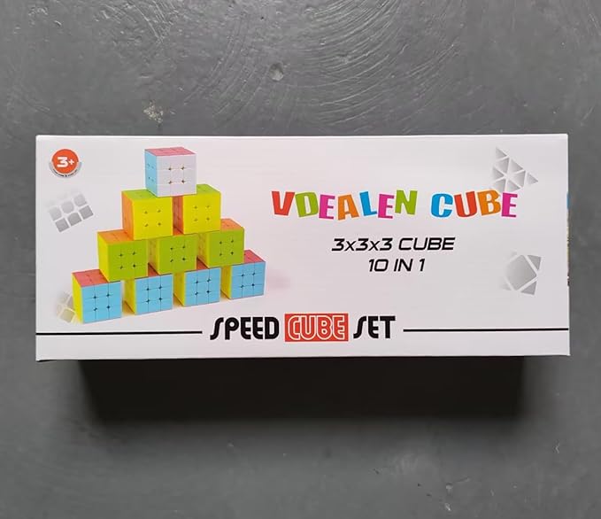 Full Size 3x3x3 Speed Cube Set, 2.2in Puzzle Party Favors Toy Stickerless Magic Cube Set, School Classroom Prize for Students, Birthday Party Stocking Stuffers Gifts for Kids Teens Adults(10 Pack)