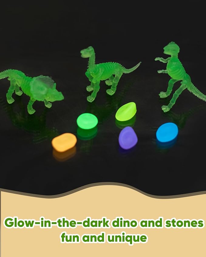 Dinosaur Sensory Bin Toy for Toddlers and Play Sand Set for Kids Include Glow in The Dark Dinosaur Ages 3-6+