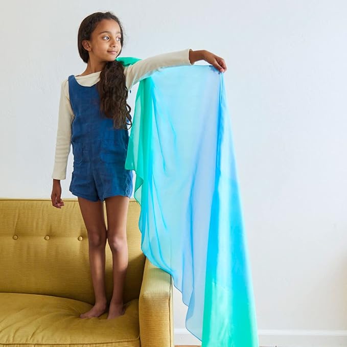 Sarah's Silks Giant Playsilk | 100% Silk Toy for Toddlers | Bright Colored Large Scarves for Fort Building and Pretend Play - Sea