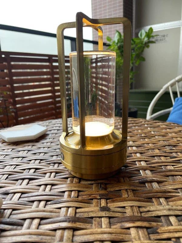 Klarako Crystal Lantern Lamp – Modern Cordless Rechargeable Bedside & Outdoor Light, Portable Wireless Lamp – Dimmable Touch Control – Luxury Living Room & Hotel-Style Lighting (Gold, 10-Pack)