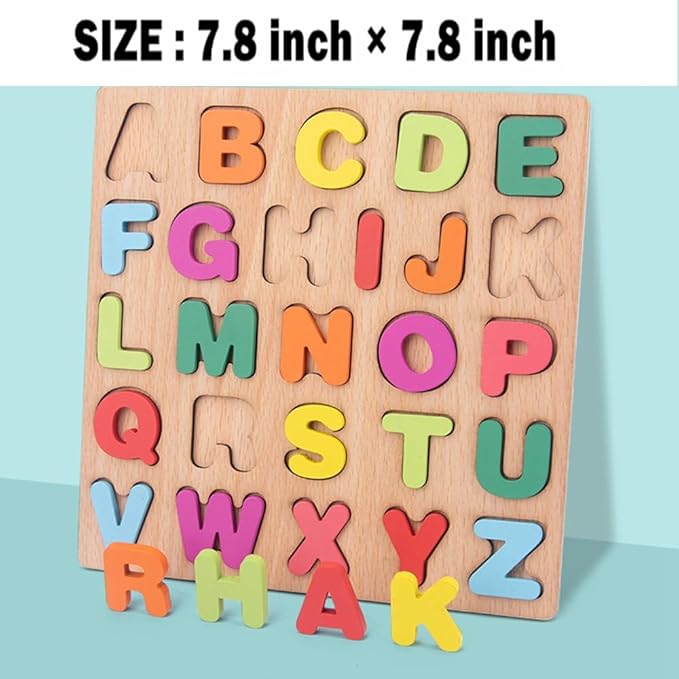 Wooden Puzzles for Toddlers, Alphabet Puzzle and Number Puzzle, Preschool Educational Learning Toys with Chunky Wood ABC Puzzle Board, for Girls Boys Kindergarten