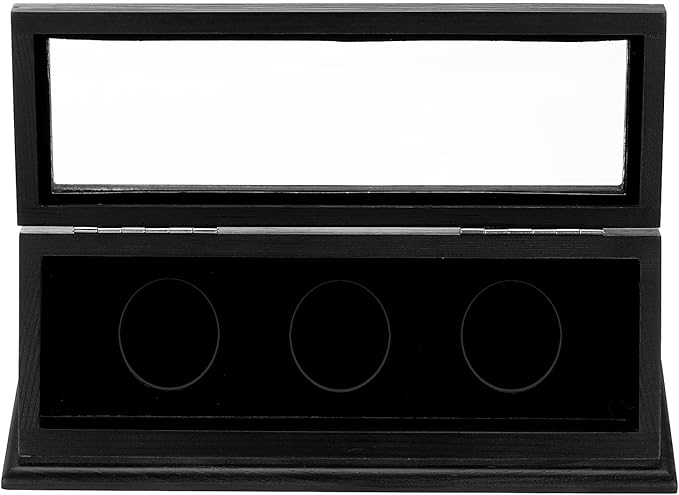 PATIKIL Coin Display Case, 3 Slots Coin Presentation Display Box Coin Box Coin Case with Coin Holder Fit 38-44.5mm Coin for Silver Dollar Collectors, Black
