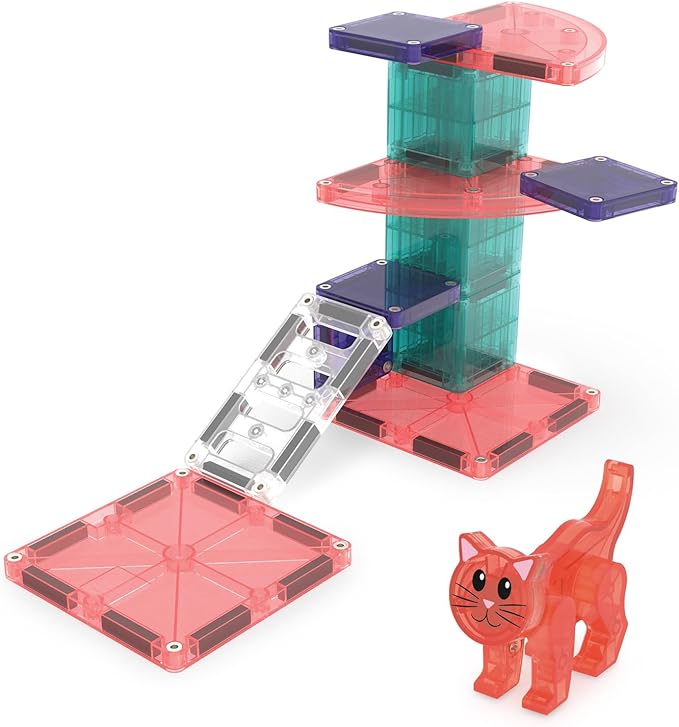 MAGNA-TILES Cat Tree 13-Piece Magnetic Construction Set, The Original Magnetic Building Brand