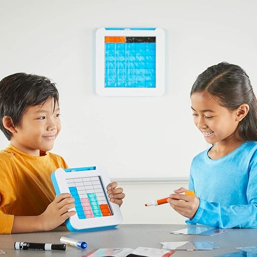 hand2mind Build-A-Grid, Dry Erase Multiplication, 3rd Grade Math, Multiplication Manipulatives, Fraction Manipulatives, Multiplication Game, Montessori Math, Homeschool Supplies (Set of 4)