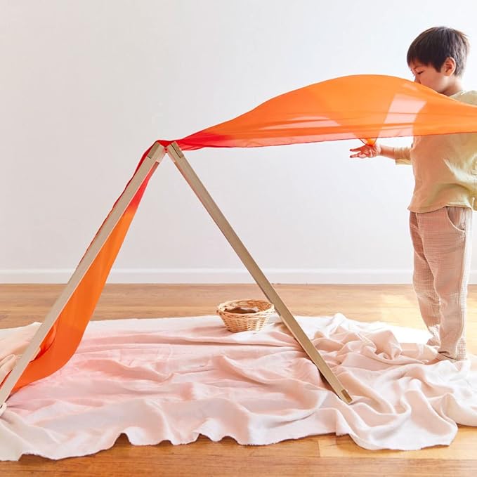 Sarah's Silks Giant Playsilk | 100% Silk Toy for Toddlers | Bright Colored Large Scarves for Fort Building and Pretend Play - Fire