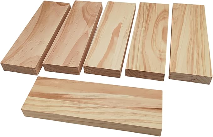 6PCS Rectangle Wood Boards Unfinished Wood Blocks for Crafting, 10x3x1in Blank Whittling Wooden Blocks for Wood Carving,Painting & Burning