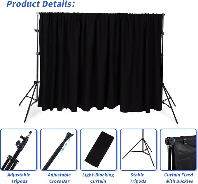 Classroom Puppet Stage, Puppet Show Theater with 2 Tripods, Cross Bar, Curtain and Carrying Bag, Portable Stage Suitable for School, Churches, and Family Shows