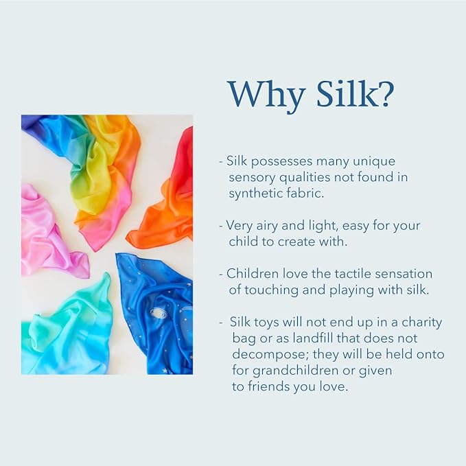 Sarah's Silks Enchanted Playsilk, 100% Silk Scarves for Kids and Toddlers, Sensory Toys | Bright Square Scarves, Montessori Waldorf Toys for Imaginative Pretend Play - Starry Night