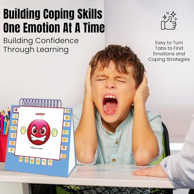 Thought-Spot I Know What to Do Flipbook Emotions Chart for Kids Autism Learning Materials Feelings Chart to Identify Feelings and Make Positive Choices Emotions Wheel Calm Down Corner Supplies