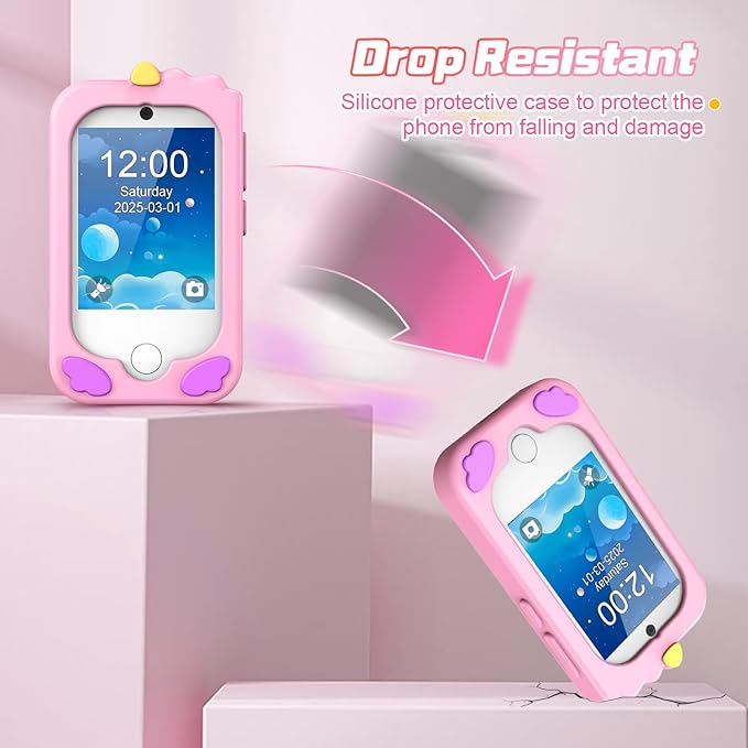 Kids Smart Phone, Phone for Kids Ages 3-12 | 2.8" Touchscreen, Dual Camera & Video Recording | Educational Learning Toy with Games & Music | Christmas Birthday Gift for Boys and Girls(Pink)