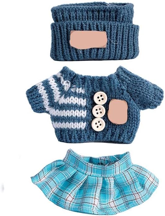 for Luxury 17cm Doll Clothes – 3-Piece Set （No Doll）, Adorable Outfit , Doll Outfit Clothes Set for 17cm Dolls,Clothes for Fashion Designer Collection Hat + Sweater + Skirt (Blue)