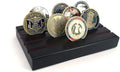 Glamtune 4 Rows Coin Holder,Challenge Coin Display Stand Rack Military Coin Holder (Wood )