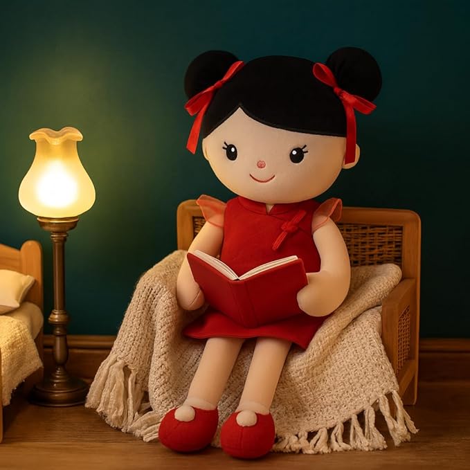Soft Baby Doll Toys (16'') Baby Rag Doll for Girls Birthday Cuddly Plush Toys for Toddler Kids (Cheongsam Girl)