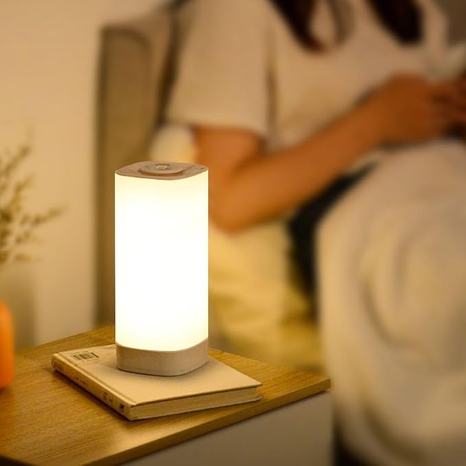 Semlos Battery Operated Led Table Lamp for Bedroom, Reading Night Light with 10 Brightness 3 Colors, Bedside Lamp Touch with Remote Control, Desk Lamp for Nightstand, Office, Living Room