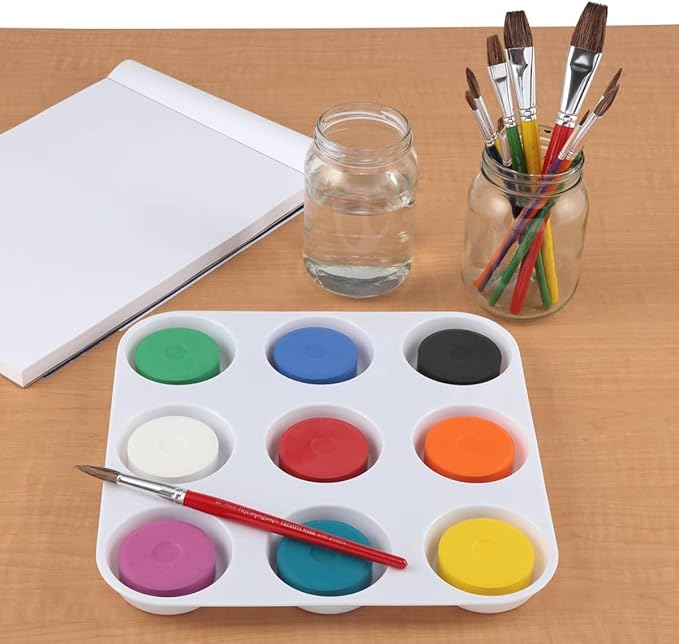 Tempera Paint Set for Kids - WASHABLE Children's Non-Toxic Tempera Paint Cakes with Palette Clean with Just Soap & Water