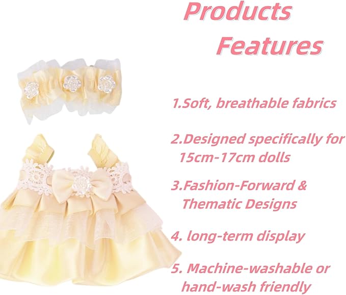 Doll Clothes for 17cm Figures,Black-and-White Striped Top Paired with Black Overalls and a Delicate Woven Hat