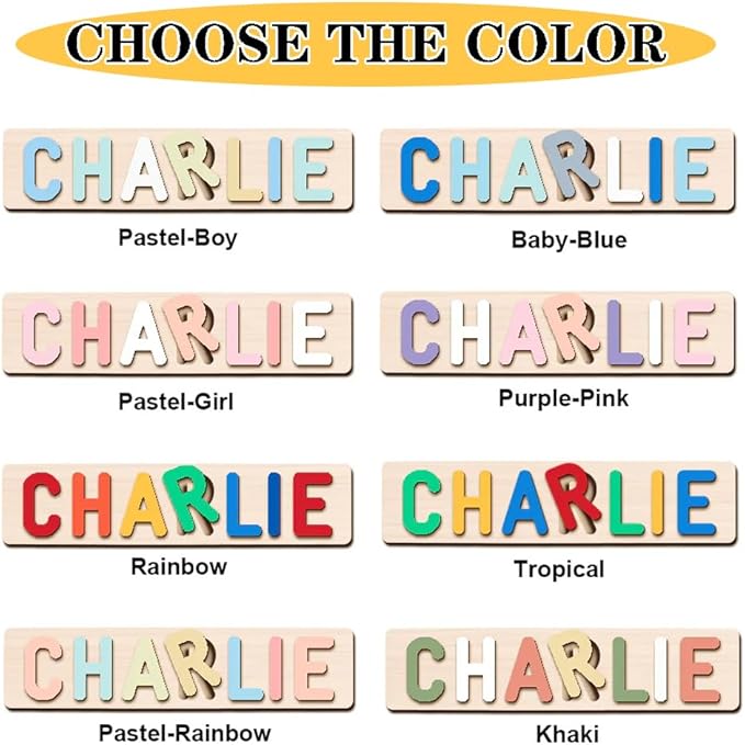 Name Puzzle for Kids Personalized Wooden Shapes Puzzles for Toddlers 1-3 Peg Puzzle Educational Toys Learning Number Customized Baby Gifts for Boys Girls First Birthday