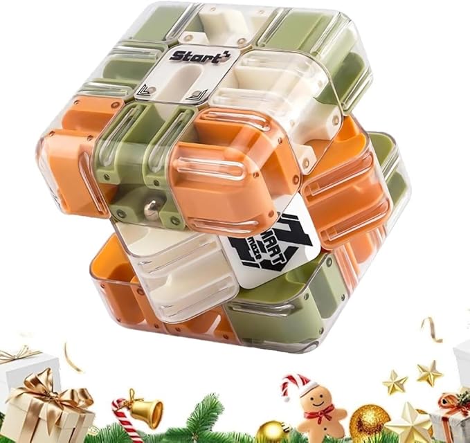 Large 3D Labyrinth Cube Puzzle, 3D Magic Cube Maze Ball Puzzle, Spatial Awareness Brain Training Toy for Stress Relief & Logic Development, Educational Focus Game Gift for Adults Teens(1PC)