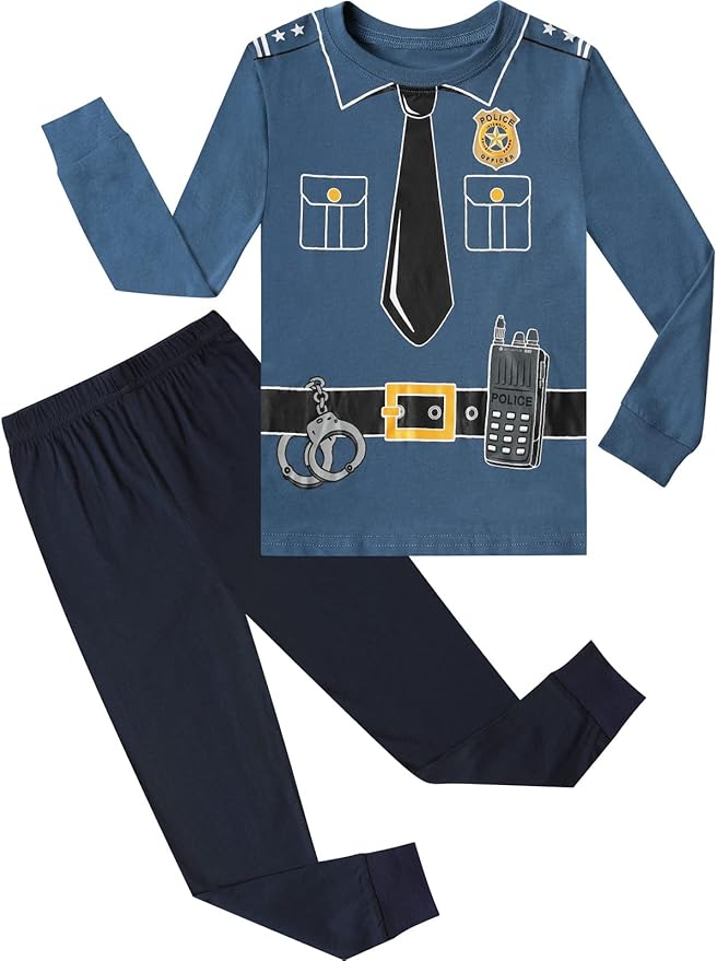A&J DESIGN Pure Cotton Printed Pjs for 2-14 Years Kids, 2-Piece Long-Sleeved Pajamas Set