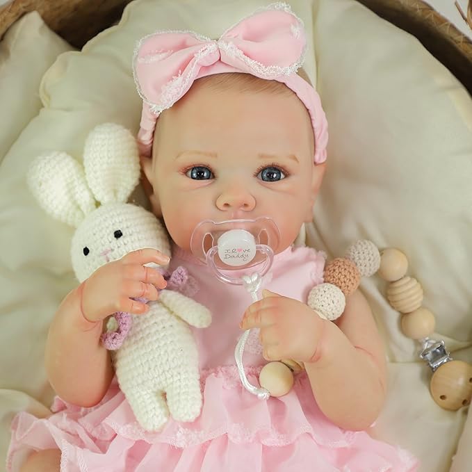 Realistic Reborn Baby Dolls - 20 Inch Cute Lifelike Real Life Baby Dolls Newborn Silicone Baby Dolls Girl with Soft Full Vinyl Body and Accessories can Swimming for 3+ Years Old Kids Gifts
