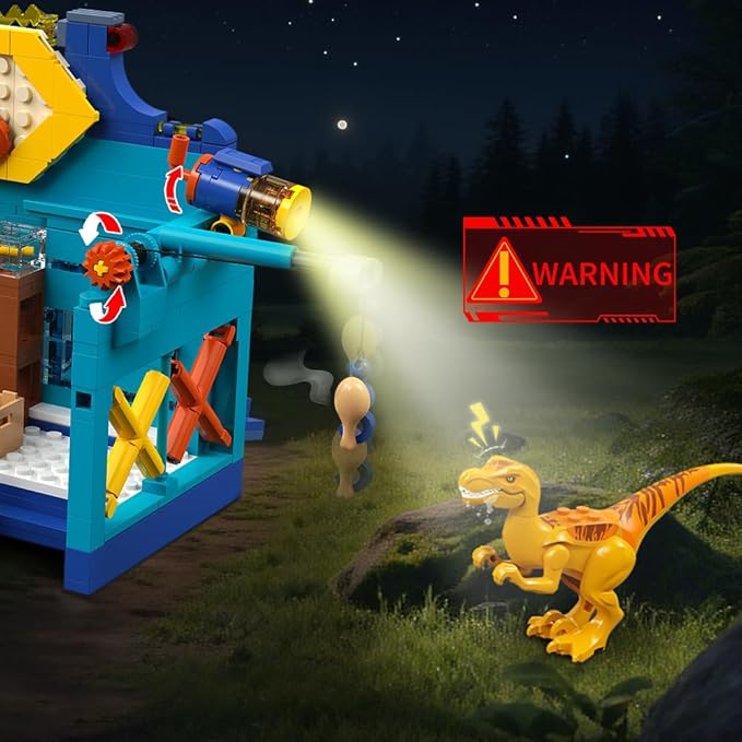 HOGOKIDS 2-in-1 Dinosaur Research Institute Building Set with Light - 837PCS Dino World Building Blocks Toys with 2 Dinosaur Figures, Dinosaur Playset Birthday Xmas Gifts for Boys Girls Age 8-14 Years
