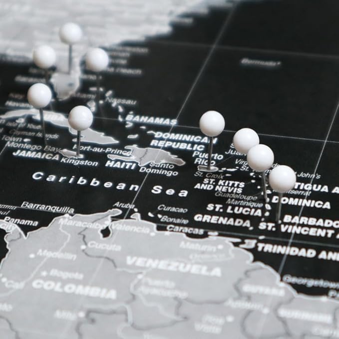 Map Your Travels Modern Slate World Travel Map | Includes Push Pins | Handmade in Minnesota | Gift Map For Travelers | 22"x33"