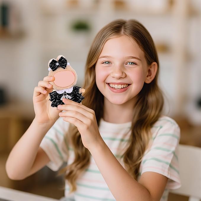 17cm Doll Clothes Set, Premium Jeans & Knitted Sweater Outfit for 17cm 15cm Dolls, Cute Dress Up Fashion, No Doll Included (Black, 17cm/15cm)