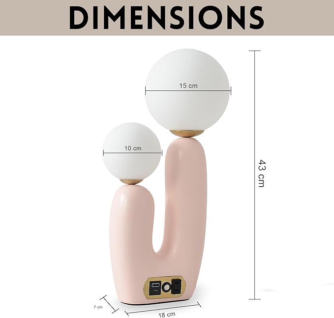 Decorative Mushroom Lamp, Resin Lamp for Desk, Unique Globe Lamps for Bedrooms and Side Tables, Desk Lamps for Night Stands, Portable Table Lamps for Living Room (Pink)