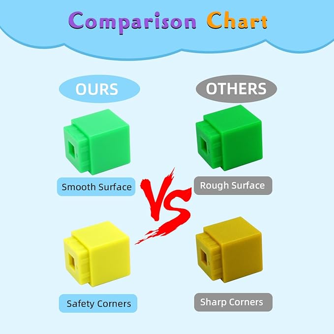 300 Pcs Linking Cubes for Kids, Counting Blocks with Storage Boxes, STEM Connecting Cubes Math Manipulatives for Preschool and Elementary Aged Kids