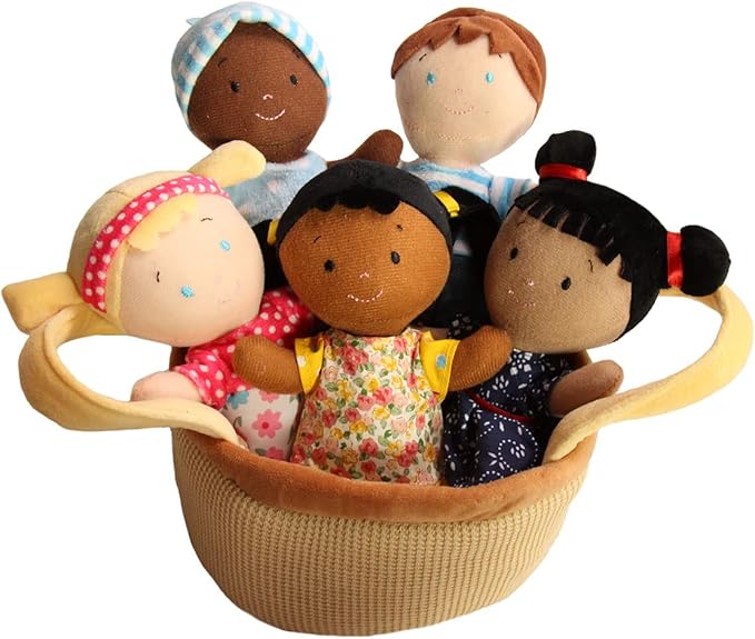 Snuggle Stuffs Basket of Buddies Plush Diversity Multicultural Ethnic Dolls | Diversity Toys for Toddlers | Soft Multicultural Dolls for Preschool Classroom, Daycare or at Home | Set of 5-8"