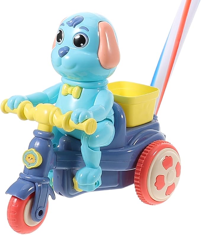 Toyvian Plastic Baby Push Toy Toddler Pull with Handle Basket Pull Along Music Puppy Push and Walking Baby Walk Behind for Infant Learning Walker 19.6 Inch