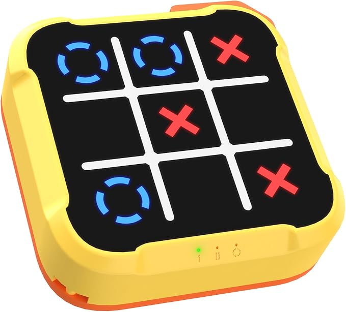 4 in 1 Handheld Tic Tac Toe Game, Electronic Digital Puzzle Game Console with Memory Flash, Whack-a-Mole, Portable Travel Toy Gift for Kids & Adults