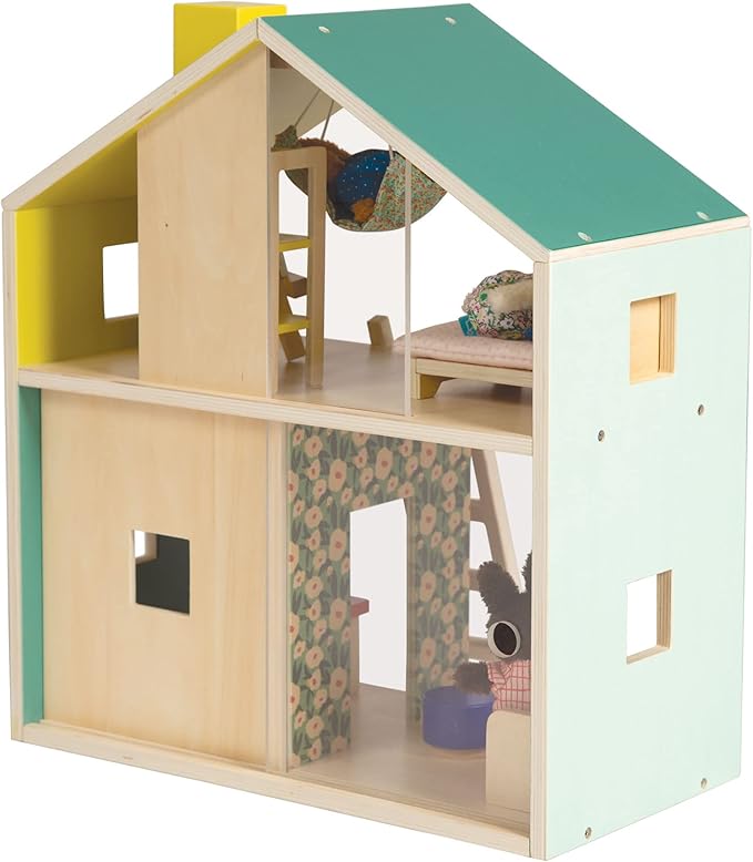 Manhattan Toy Little Nook 19-Piece Wooden Playhouse with Loft for Kids 3 + Year Old and Up