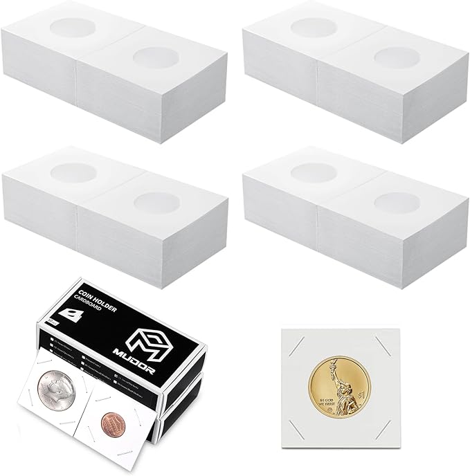 MUDOR Upgraded Premium Coin Flips for Small Dollar, 200 Pack Cardboard Coin Holder, Mylar Coin Flips 2x2, Paper Coin Holders,Small Dollar