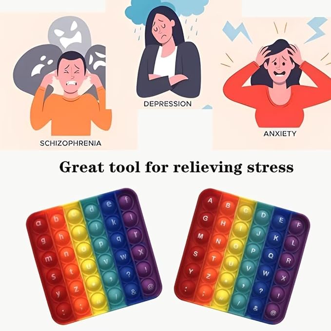 Alphabet Popper Fidggety Toy, Stress Relief Sensory Popping Game, Preschool Montessori Uppercase Lowercase Matching Game, ABC Letter Learning Educational Block (2 pcs Uppercase+Lowercase)