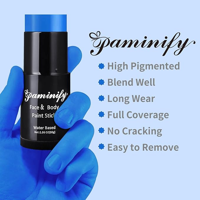 Royal Blue Face Paint Stick,Water-Based Navy Blue Body Paint Stick,Washable Body Paint for Avatar Smurf Mystique Clown Joker Halloween Makeup,Eye Black for Baseball Softball,1.06 OZ