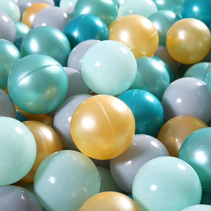 Ball Pit Balls Pack of 100 200 500 - Star and Round Set BPA Free Phthalate Free Non-Toxic Crush Proof Play Balls Soft Plastic Balls for Toddlers Baby Kids Birthday Pool Tent Party