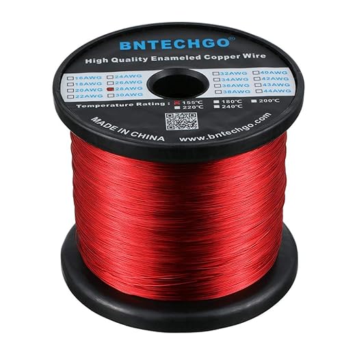 BNTECHGO 28 AWG Magnet Wire - Enameled Copper Wire - Enameled Magnet Winding Wire - 3.0 lb - 0.0122" Diameter 1 Spool Coil Red Temperature Rating 155℃ Widely Used for Transformers Inductors