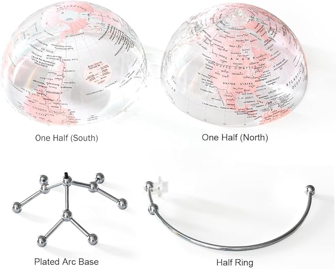 Decorative 8" Pink Earth Globe with Stand – Rotating Desktop Map for Kids, Educational World Globe with Detailed Map for Home, Office, and Classroom