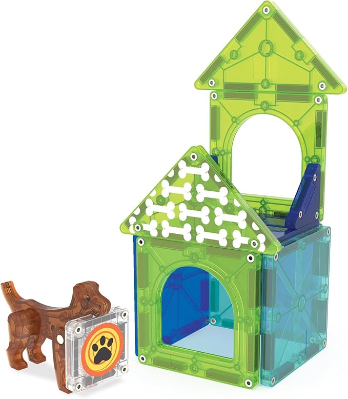 MAGNA-TILES Dog House 13-Piece Magnetic Construction Set, The Original Magnetic Building Brand