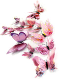 Mixed of 12PCS 3D Pink Butterfly Wall Stickers Decor Art Decorations¡­ (2*Pink)