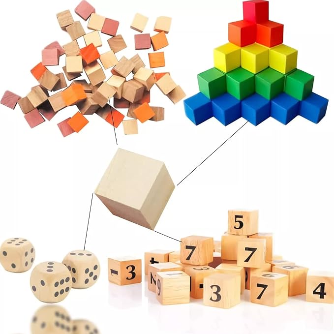 Wood Blocks for Crafts, Unfinished Wood Cubes, 1cm Natural Wooden Blocks, Pack of 300 Small Wood Square Blocks, Wooden Cubes for Arts and Crafts and DIY Projects