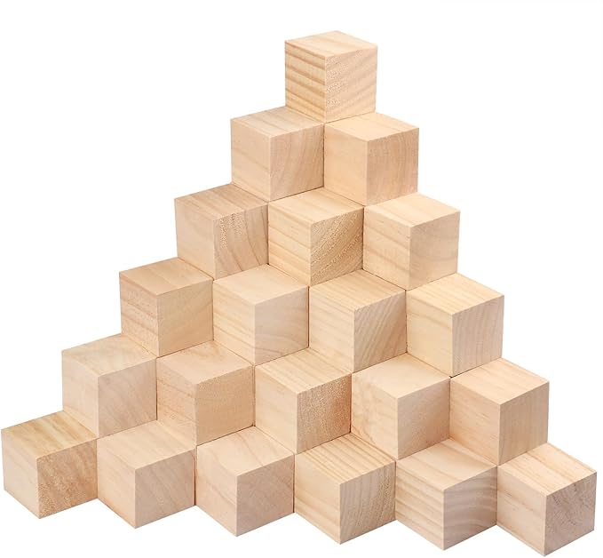 50 Packs Wooden Blocks for Crafts, 2 Inch Pine Wood Cubes, Wooden Cubes for Paint, Stamp, Decorate, DIY Projects and Personalized Gifts,by GNIEMCKIN.