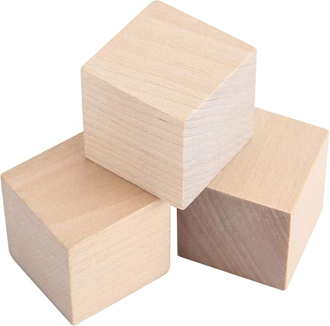 ZOENHOU 300 PCS 1 Inch Wooden Cubes, Blank Unfinished Wooden Block Set for Crafting Painting Decorating DIY Projects