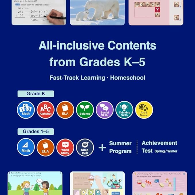 Dedicated Learning Tablet | Personalized Independent Study, Access All K–5 Lessons Math & ELA | No Browser, Games or Ads | 10.1” Display, Pen & Cover(Pink) | Subscription Required